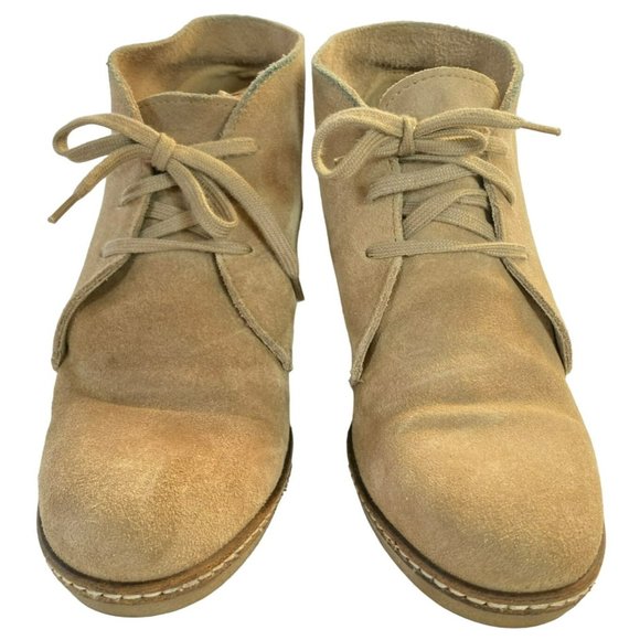 J.Crew Tan Suede Leather Bootie Size 8 Wedge MacAlister Desert Ankle Boot Italy - Picture 3 of 8
